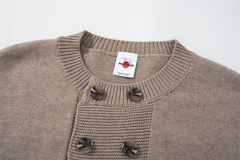 Double-Breasted Knit Cardigan Sweater – Relaxed Vintage Style