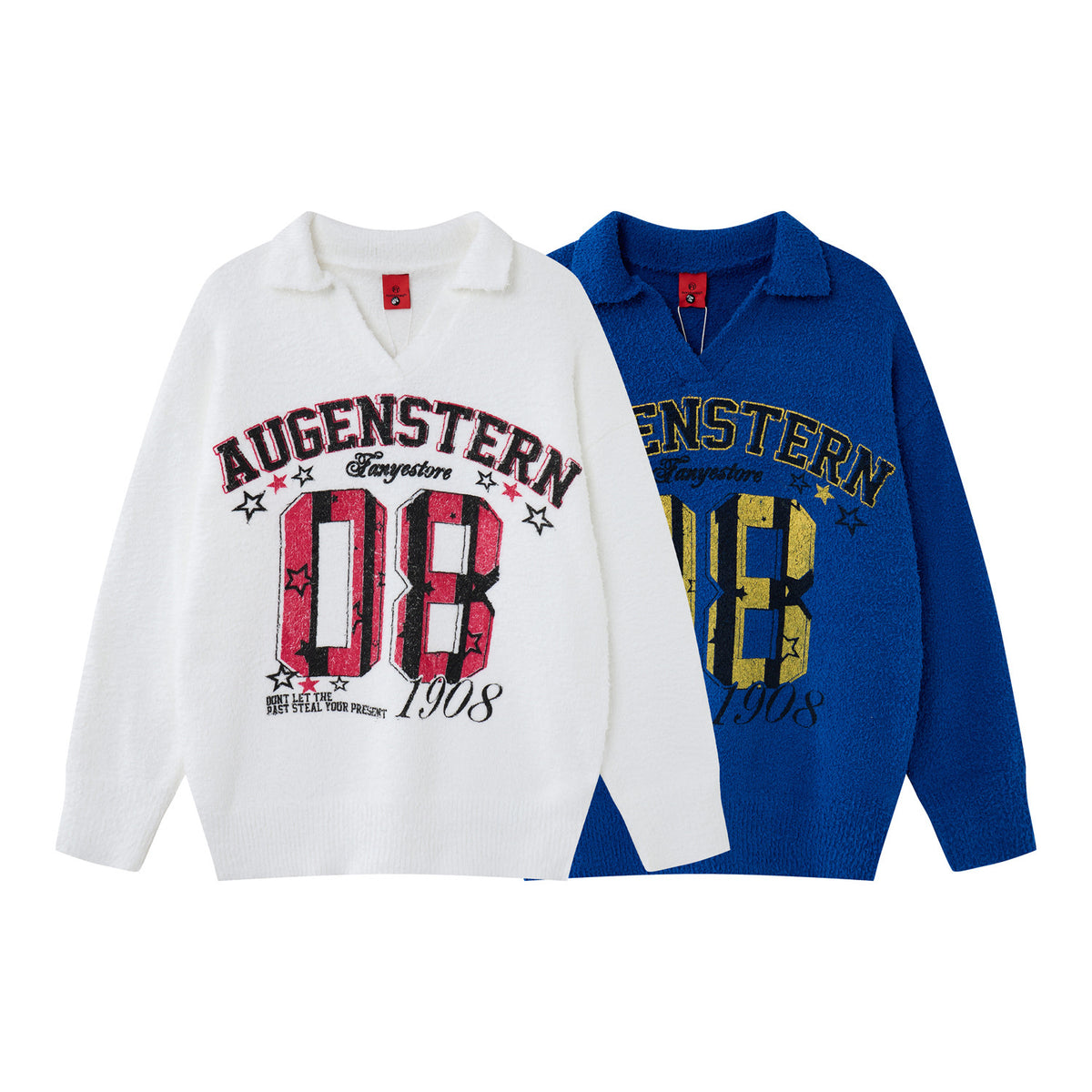 Varsity Polo Sweater – Augenstern 08 Collegiate Graphic, Oversized Fit