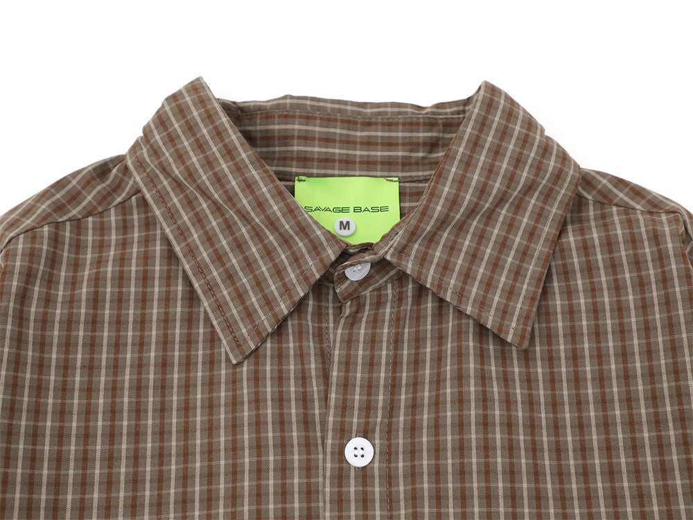 Plaid Long Sleeve Shirt with Varsity Graphic Print – Oversized Relaxed Fit