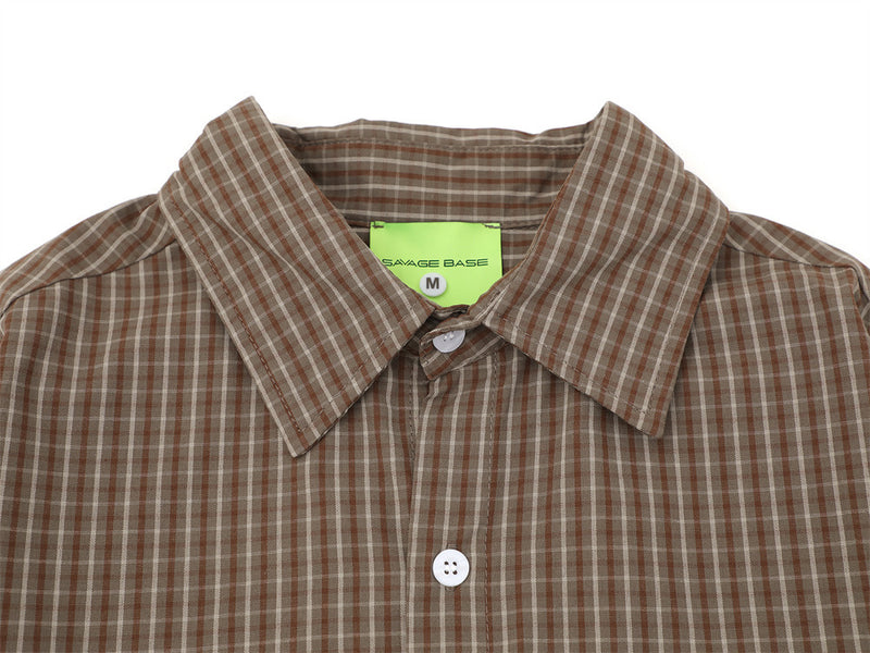 Plaid Long Sleeve Shirt with Varsity Graphic Print – Oversized Relaxed Fit