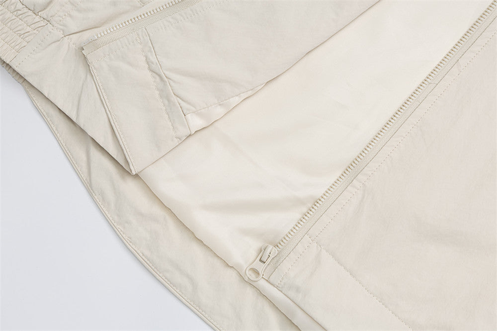 Oversized Stand-Collar Zip-Up Jacket – Men's Relaxed Fit with Zip Pockets