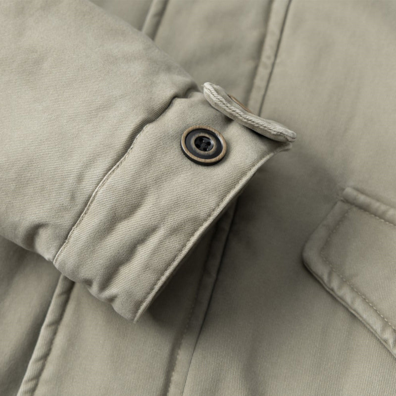 Men's Retro Bomber Jacket with Faux Fur Collar, Padded Winter Coat