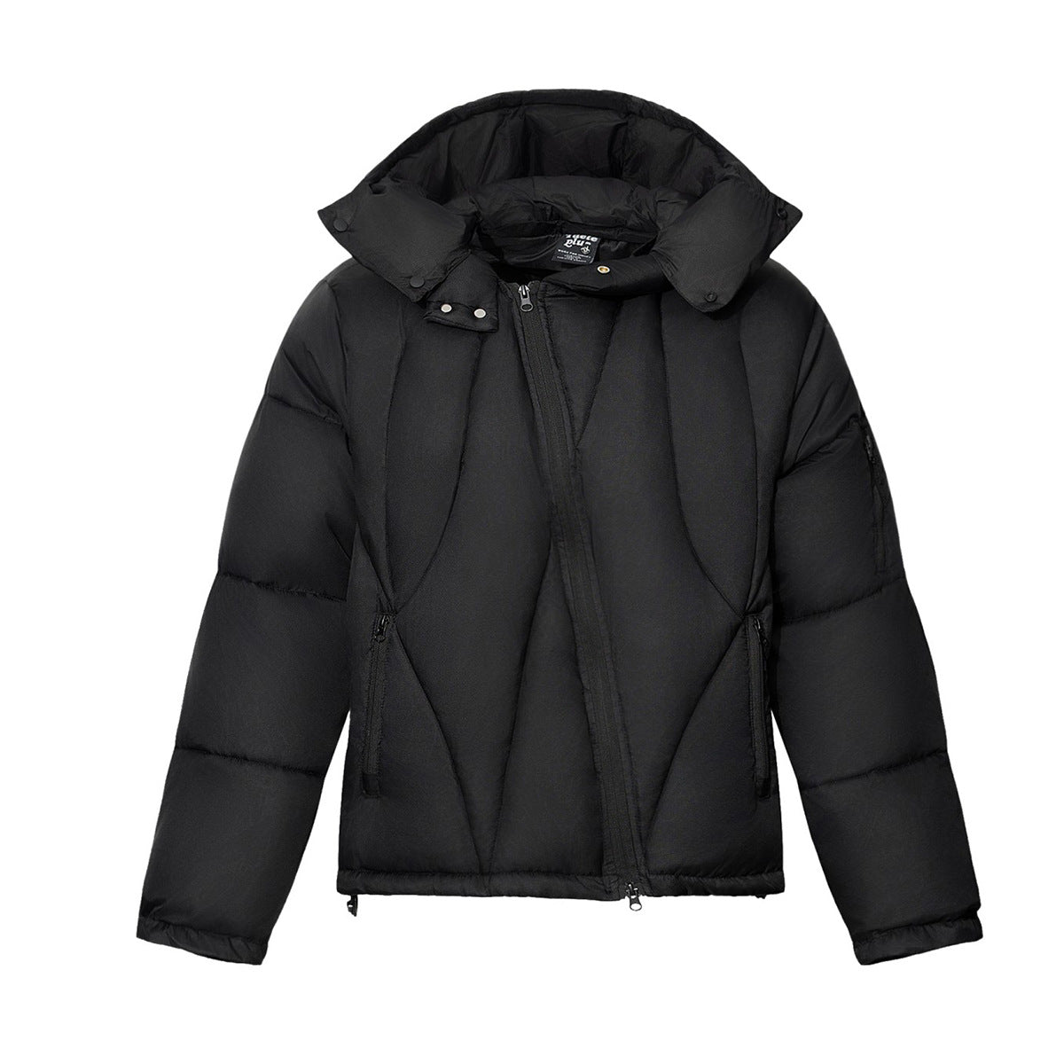 Daunenjacke mit Kapuze, unregelmäßiger Steppung & abnehmbarer Kapuze