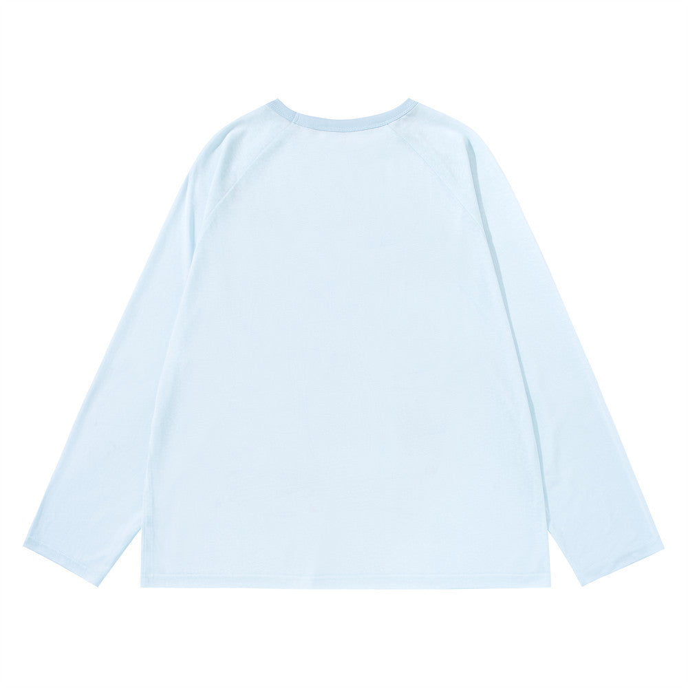 Cartoon Doodle Graphic Long Sleeve Tee – Oversized Crew Neck Shirt
