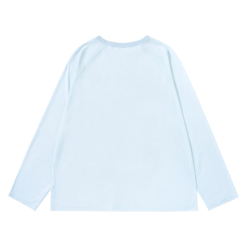 Cartoon Doodle Graphic Long Sleeve Tee – Oversized Crew Neck Shirt
