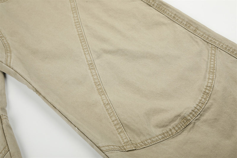 Wide-Leg Cargo Pants with Deconstructed Patchwork Seam Detail