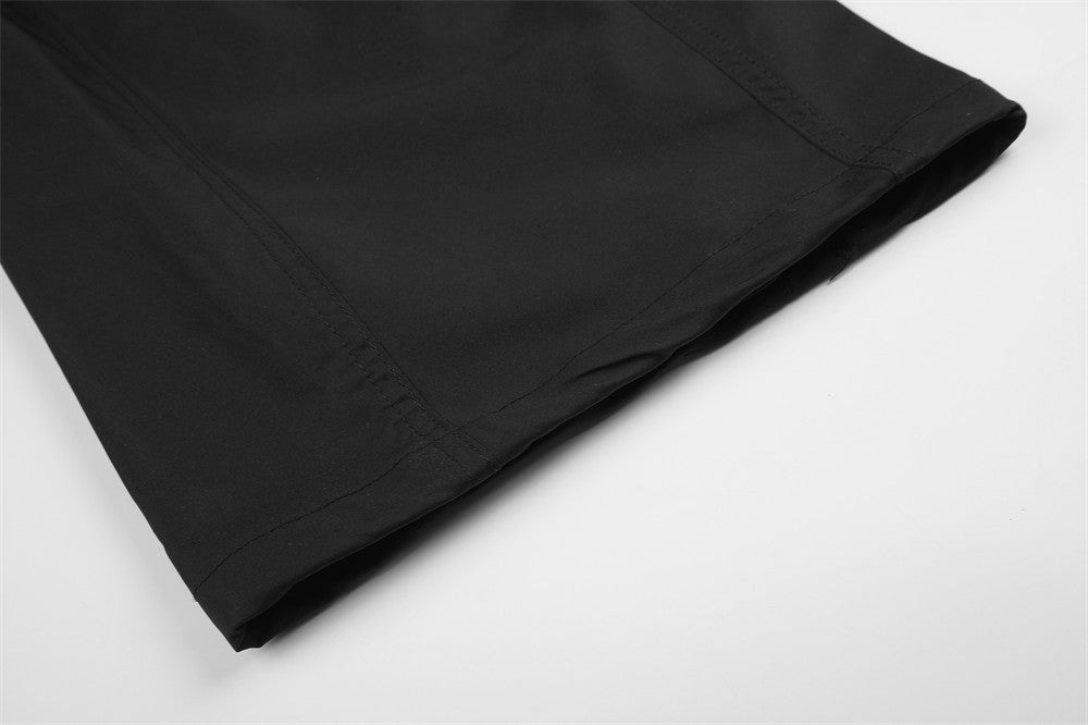 Men's Black Cargo Utility Pants with Mesh Panels & Wide-Leg Silhouette