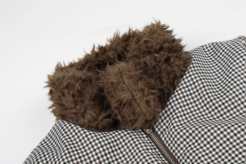 Gilet réversible en polaire teddy et tissu vichy matelassé – Gilet sans manches zippé