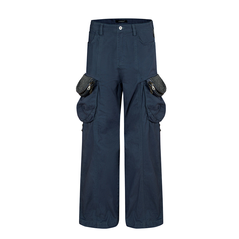 Men's Wide-Leg Cargo Pants with Multi-Pocket Utility Design