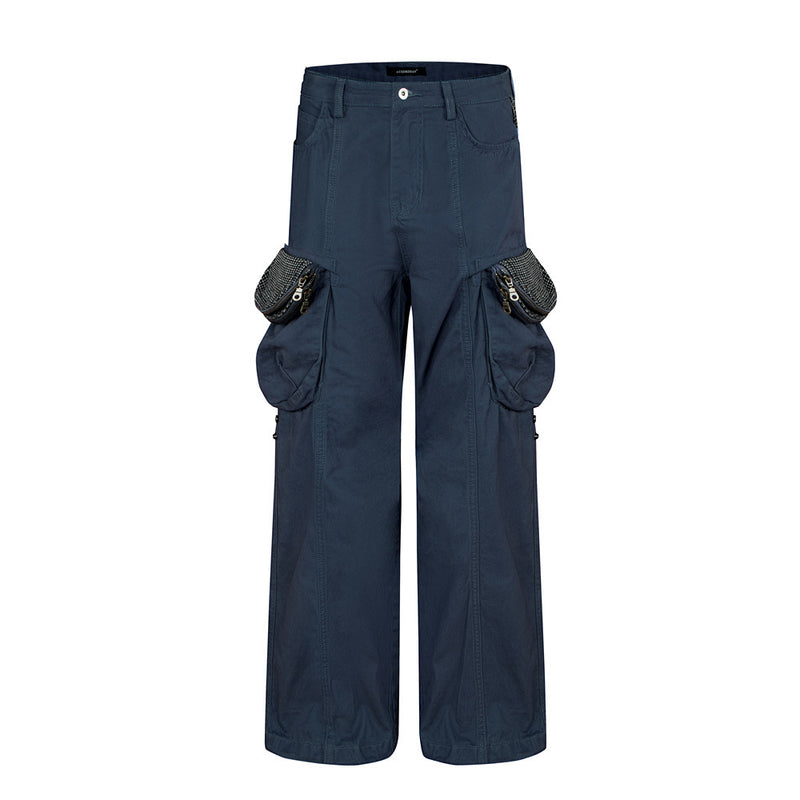 Men's Wide-Leg Cargo Pants with Multi-Pocket Utility Design