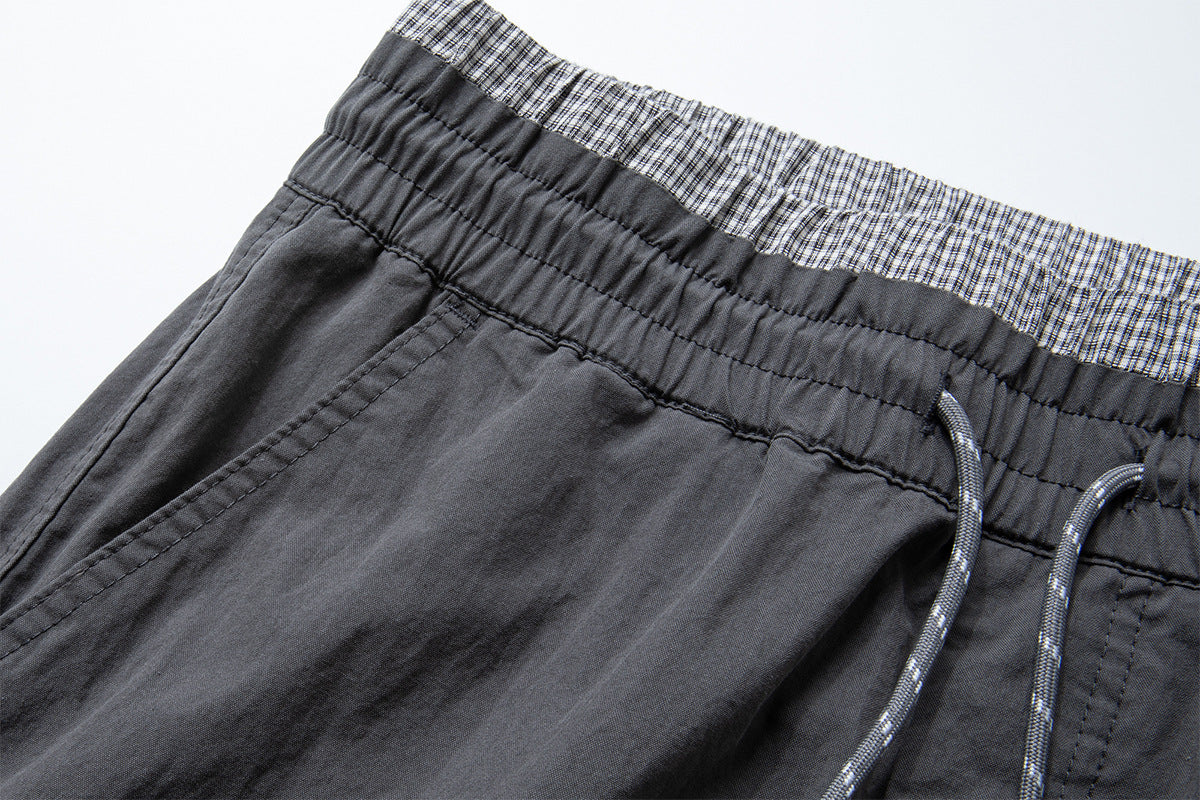 Wide-Leg Cargo Pants with Elastic Waist & Multi-Pocket Design