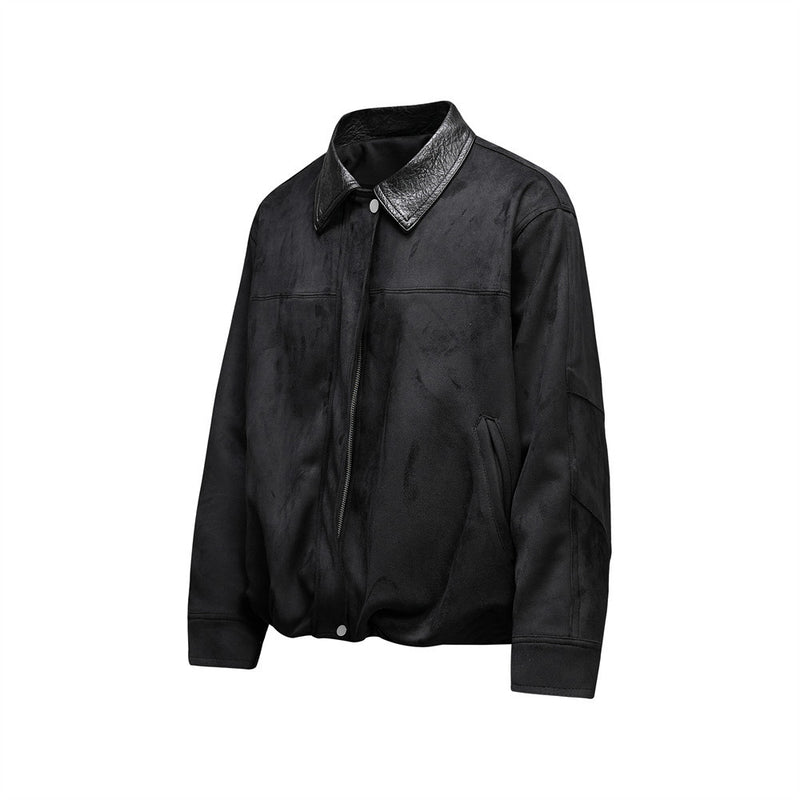 Blouson bomber rétro oversize – Homme, veste courte en similicuir à col revers workwear