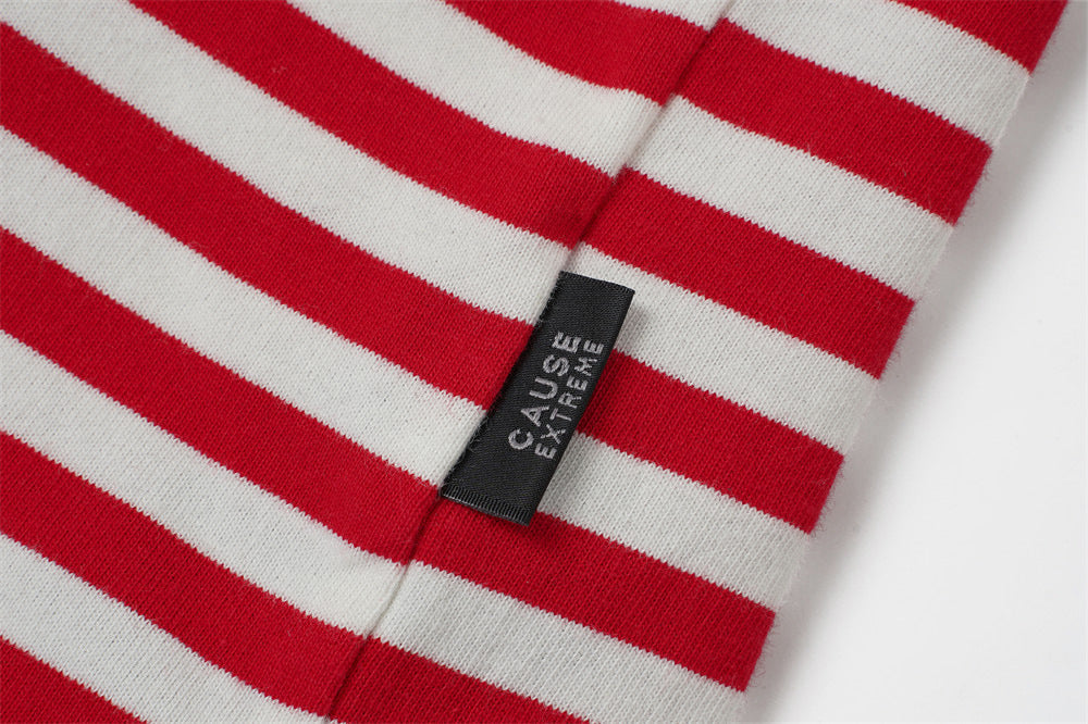 Distressed Stripe Patchwork Oversized T-Shirt | Washed Irregular Spliced Streetw