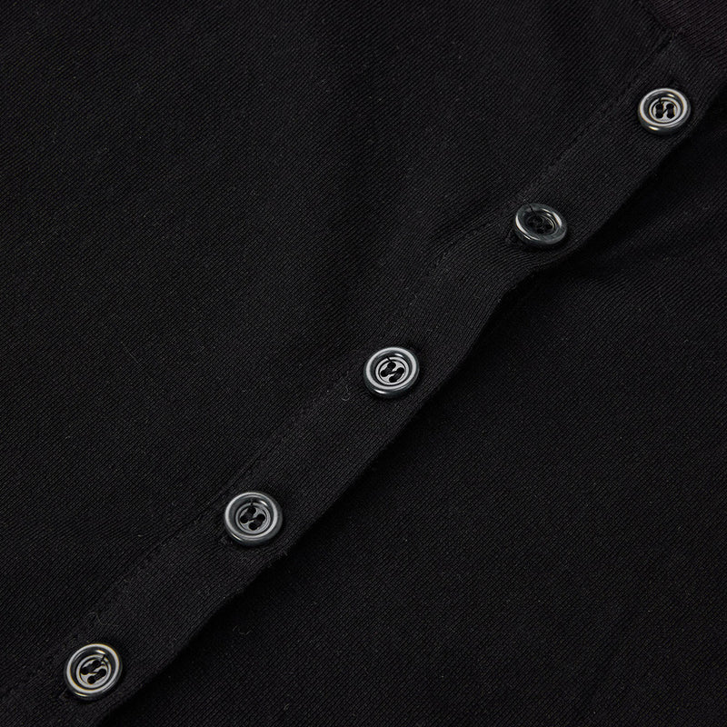 Men's Long Sleeve Shirt – Mandarin Collar Half-Button Henley