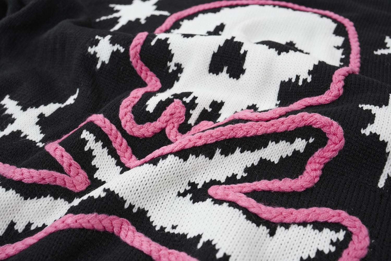 Pull en maille tête de mort & fémurs – Col rond streetwear punk