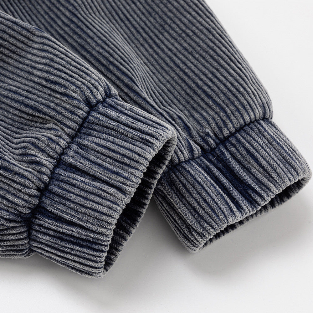 Corduroy Bomber Jacket – Men's Vintage Washed Multi-Pocket Workwear Coat