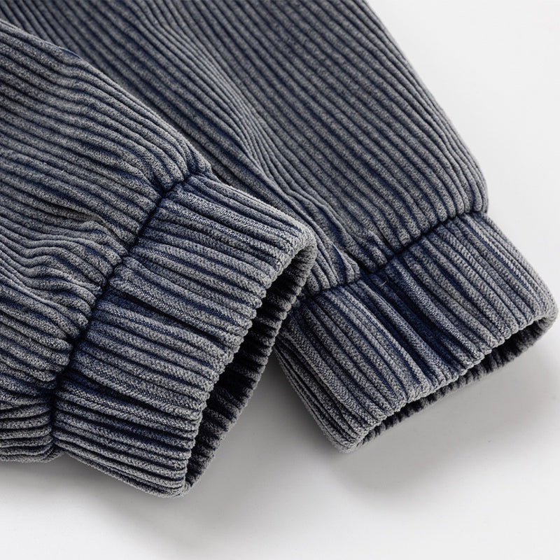 Corduroy Bomber Jacket – Men's Vintage Washed Multi-Pocket Workwear Coat