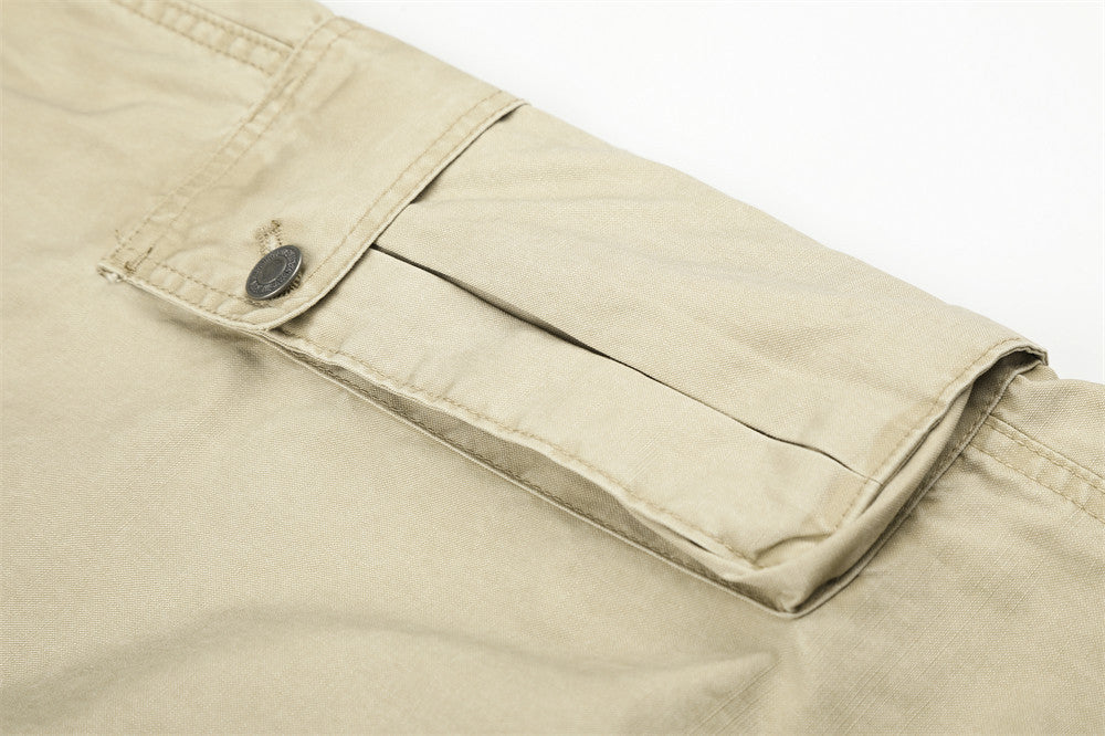 Wide-Leg Cargo Pants – Multi-Pocket Straight-Fit Workwear Trousers