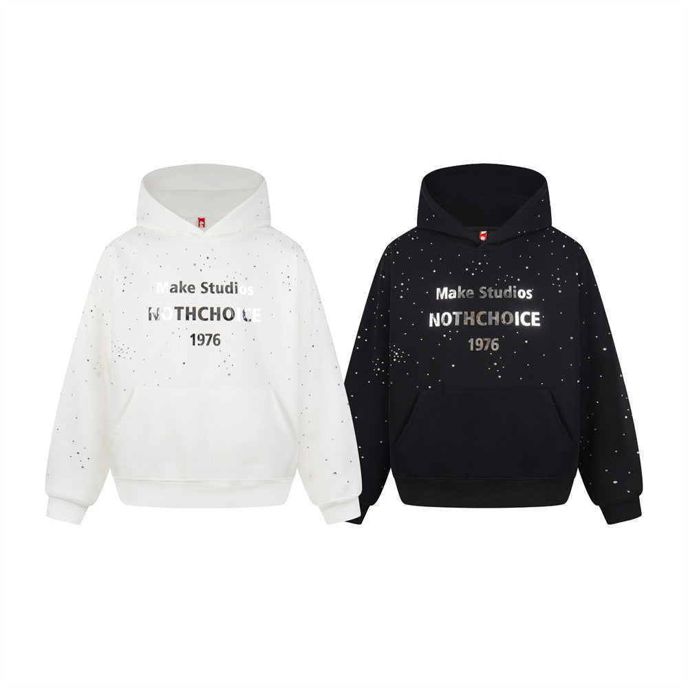 Make Studios NOTHCHOICE 1976 Rhinestone Splatter Oversized Pullover Hoodie