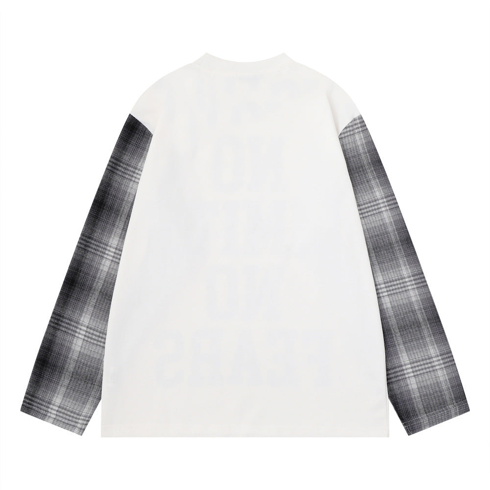 No Limits No Fears Karo-Langarmshirt – Oversized Graphic für Herren