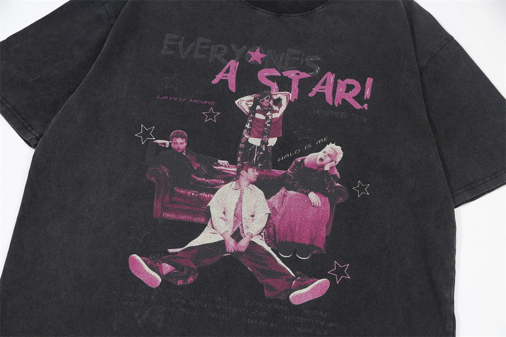 Everyone's A Star Grafik-T-Shirt – Oversized Herren-T-Shirt aus verwaschener Baumwolle