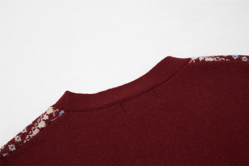 Chaleco de punto Fair Isle de hombre – Cárdigan sin mangas con cuello de pico y botones frontales