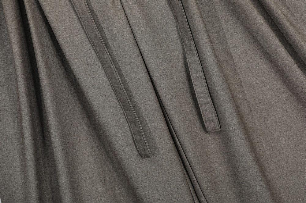 Wide-Leg Pleated Trousers with Drawstring Waist