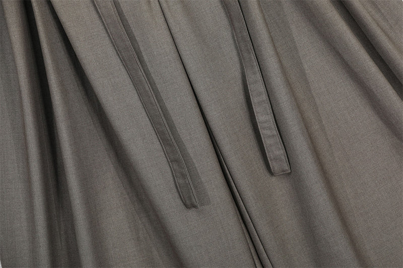 Wide-Leg Pleated Trousers with Drawstring Waist