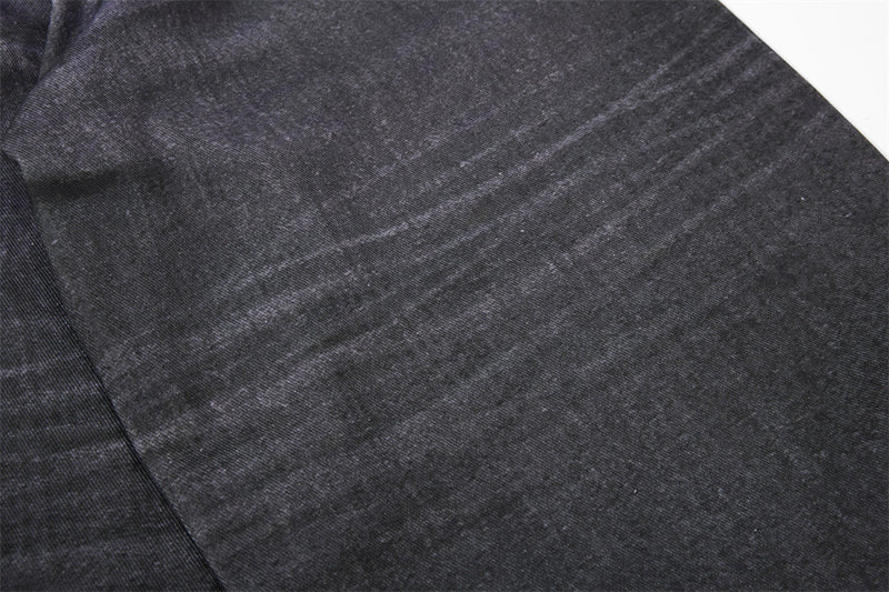 Wide-Leg Distressed Jeans with Faux Double Waistband & Star Detail