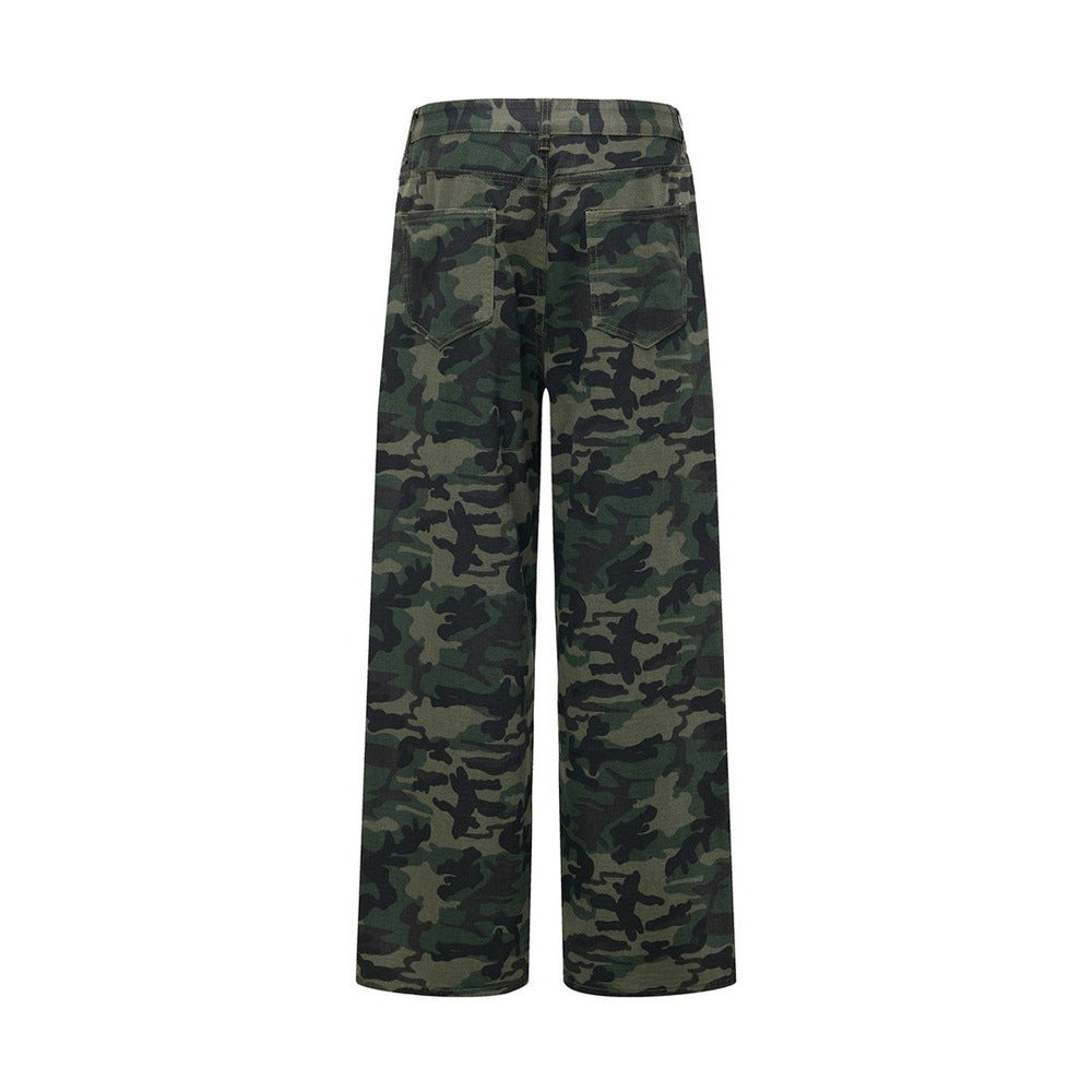 Camo-Hose mit weitem Bein und durchgehendem Strassdetail