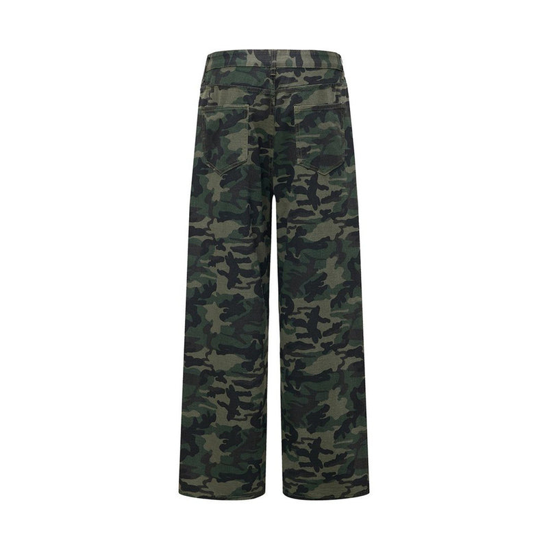 Camo-Hose mit weitem Bein und durchgehendem Strassdetail