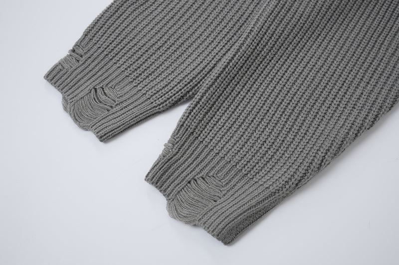 Pull col montant zippé en maille gothique à croix imprimée et effet usé