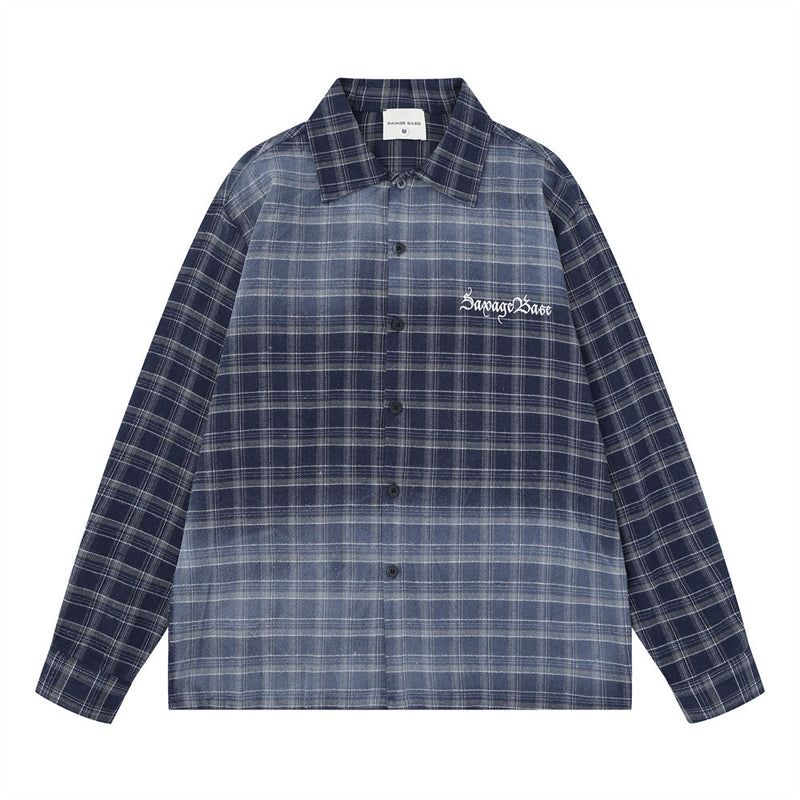 Plaid Long Sleeve Button-Up Shirt – Oversized Vintage Washed Flannel