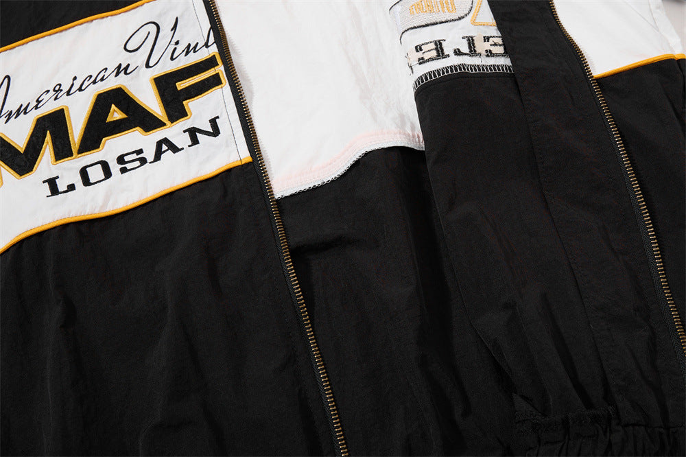 Mafa Racing Zip-Up Short Sleeve Track Jacket – Streetwear Colorblock Sport Top