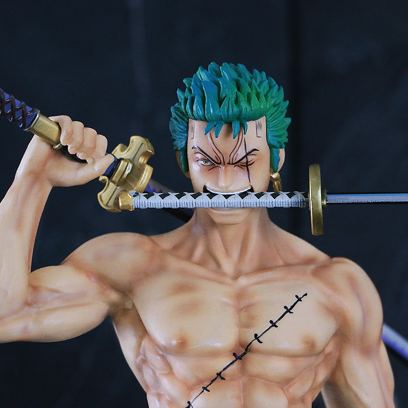 Zoro Action Figurine – 38cm with Interchangeable Head and Hands – One Piece Collectible