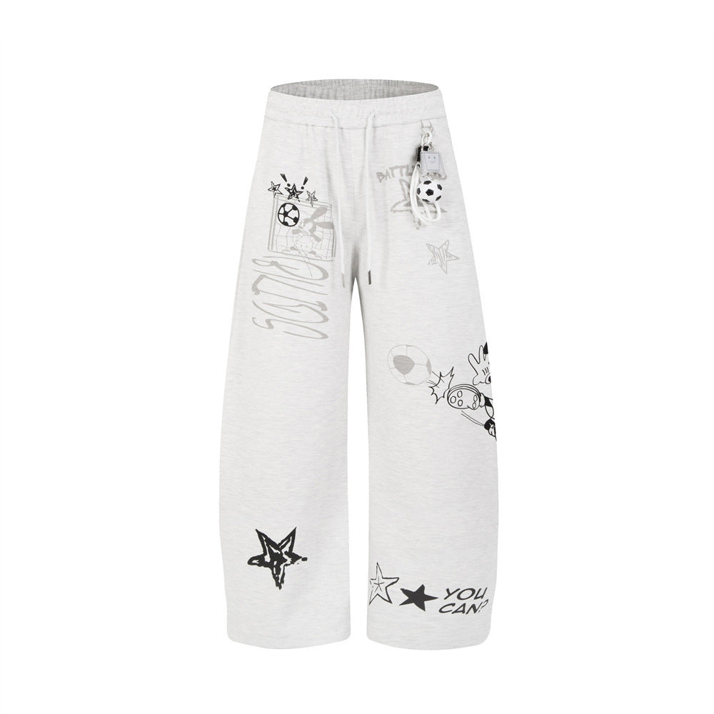 Mickey Mouse Graphic Wide-Leg Sweatpants with Football Charm