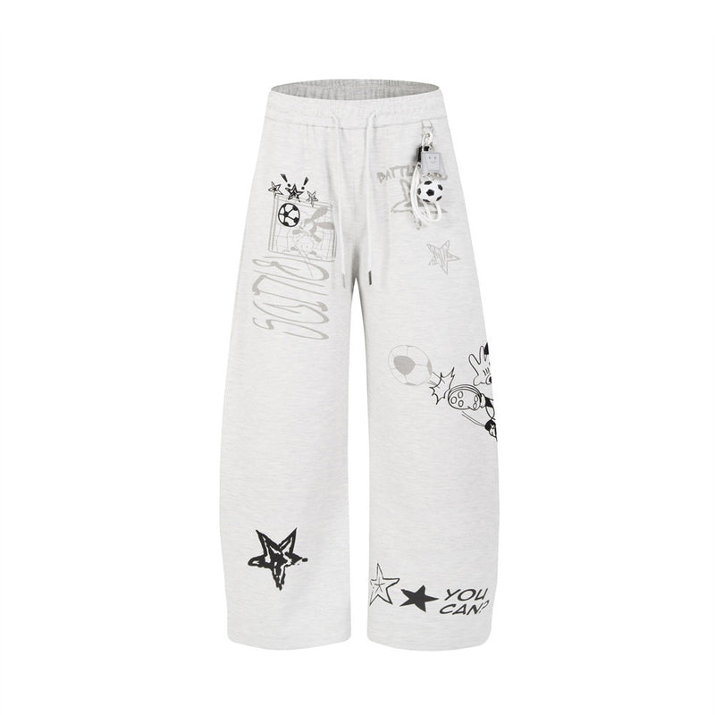 Mickey Mouse Graphic Wide-Leg Sweatpants with Football Charm