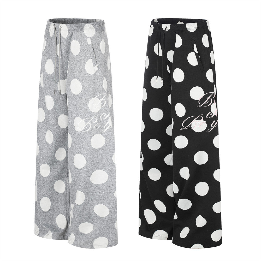 Polka Dot Wide-Leg Sweatpants – Oversized Streetwear Jogger Pants