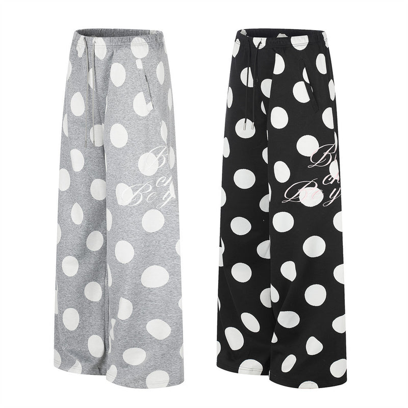 Polka Dot Wide-Leg Sweatpants – Oversized Streetwear Jogger Pants