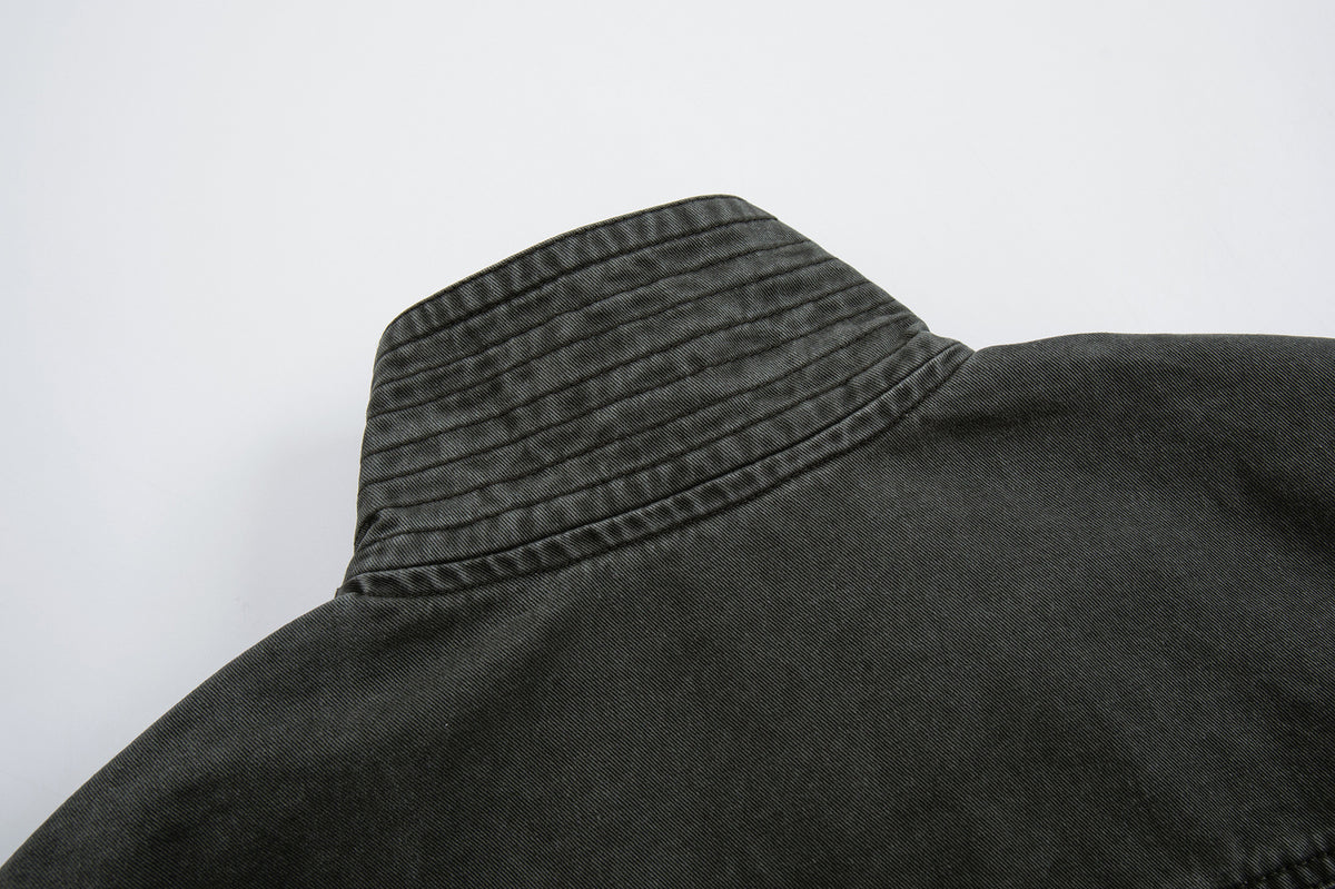 Men's Vintage Washed Moto Zip Jacket – Deconstructed Seam Detroit Style