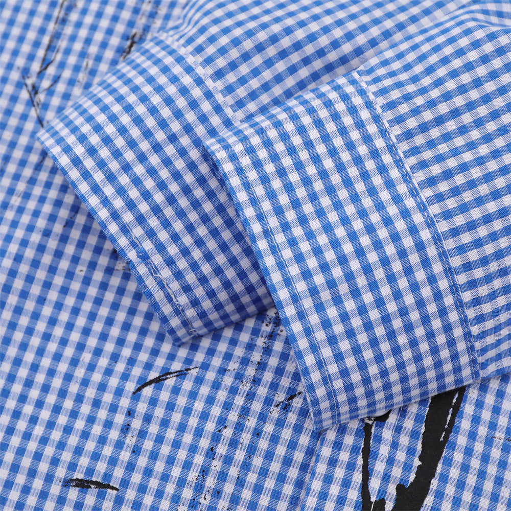 Chemise homme à manches longues en vichy avec imprimé graffiti à l’encre