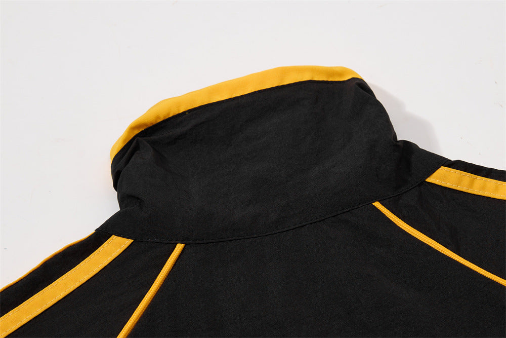 Mafa Racing Zip-Up Short Sleeve Track Jacket – Streetwear Colorblock Sport Top