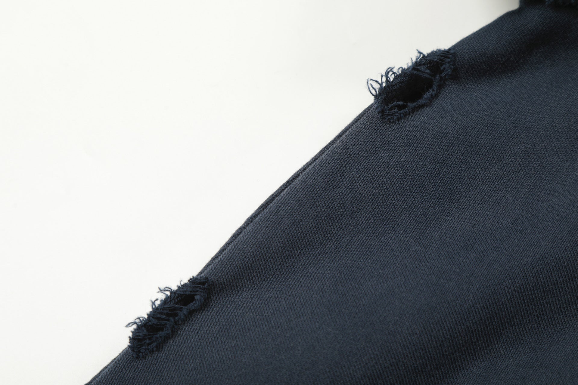 Distressed-Zip-Hoodie mit goldenem Wappenprint – Navy