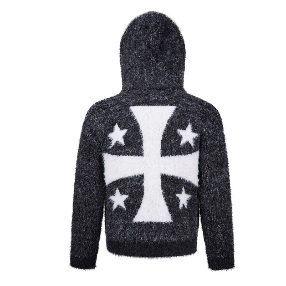 Sweat à capuche zippé en maille duveteuse – Motifs licorne et étoiles