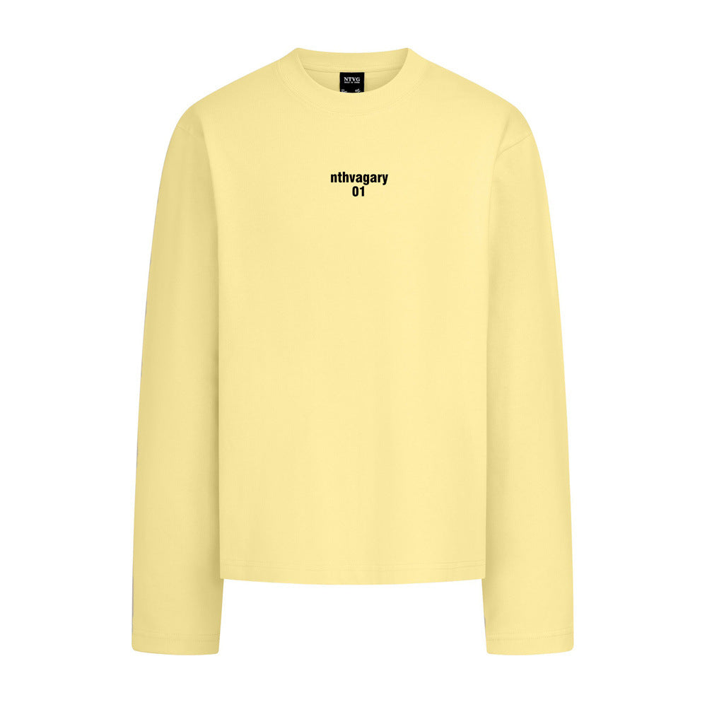 Long Sleeve Crewneck T-Shirt – Oversized Fit with Letter Print, Men's Streetwear