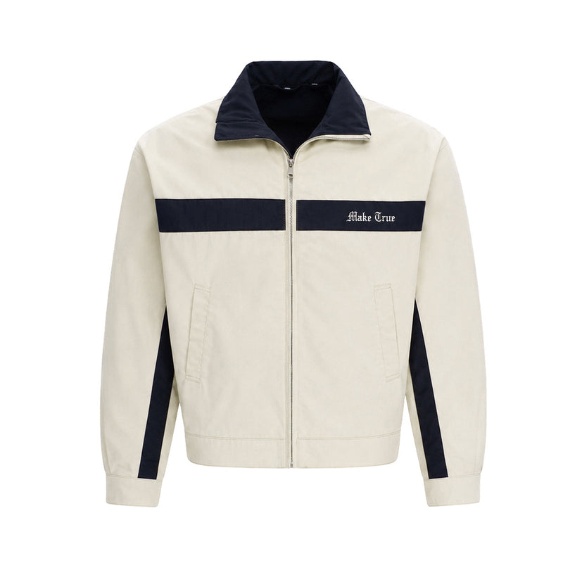 Colorblock Boxy Zip-Up Jacket – Retro American Sportswear Style