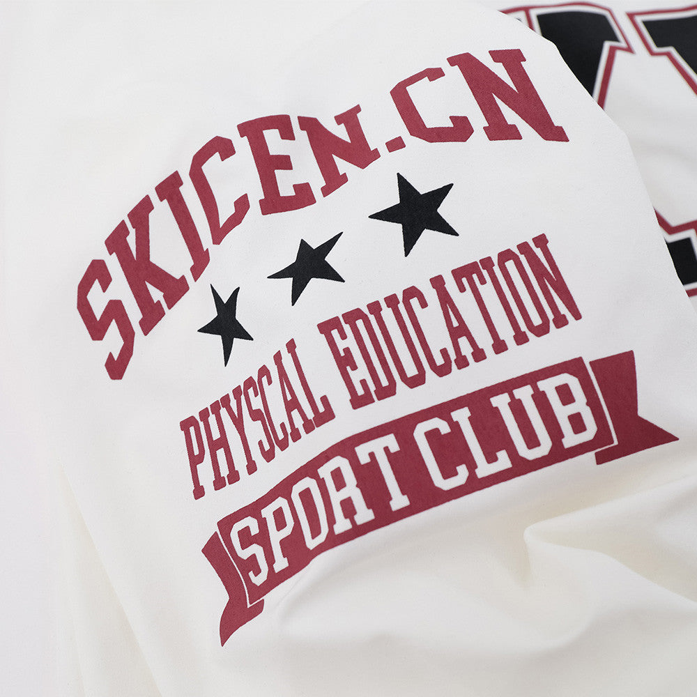 Varsity Letter Print Oversized Long Sleeve Button-Up Shirt