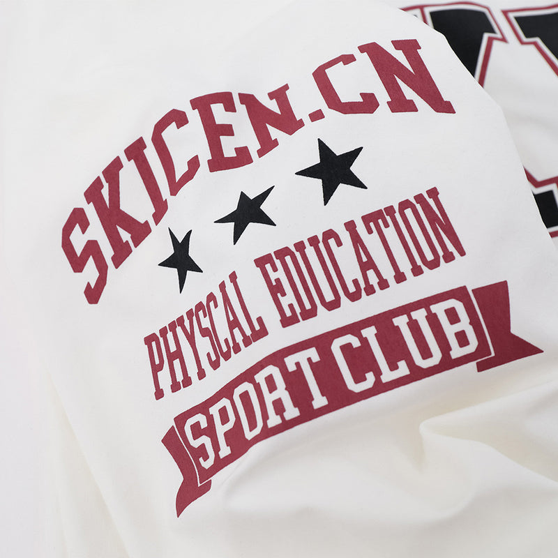 Varsity Letter Print Oversized Long Sleeve Button-Up Shirt