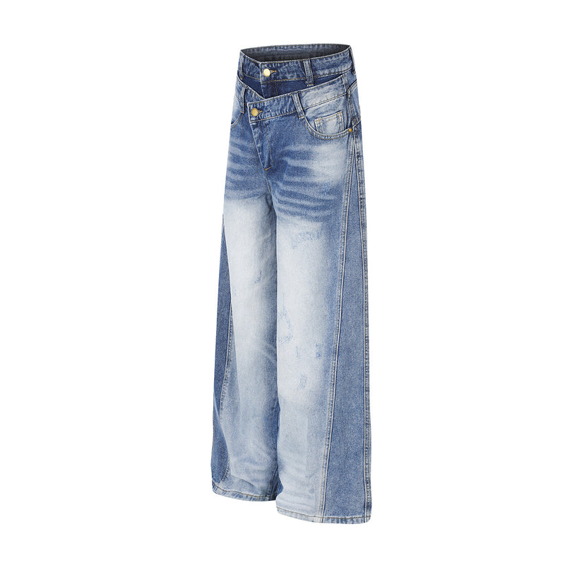 Light Blue Baggy Jeans – Double Waistband Wide-Leg Denim