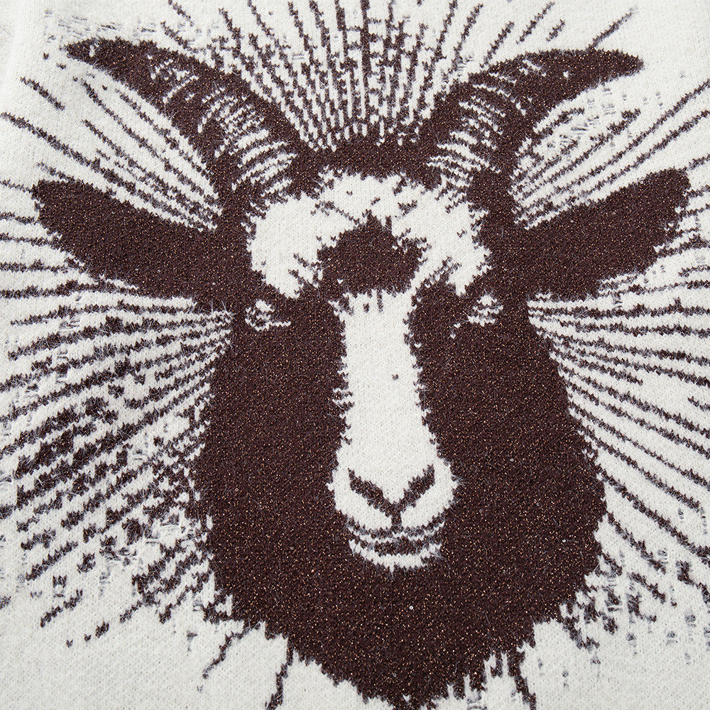 Goat Head Jacquard Crewneck Sweater – Oversized Knit Pullover